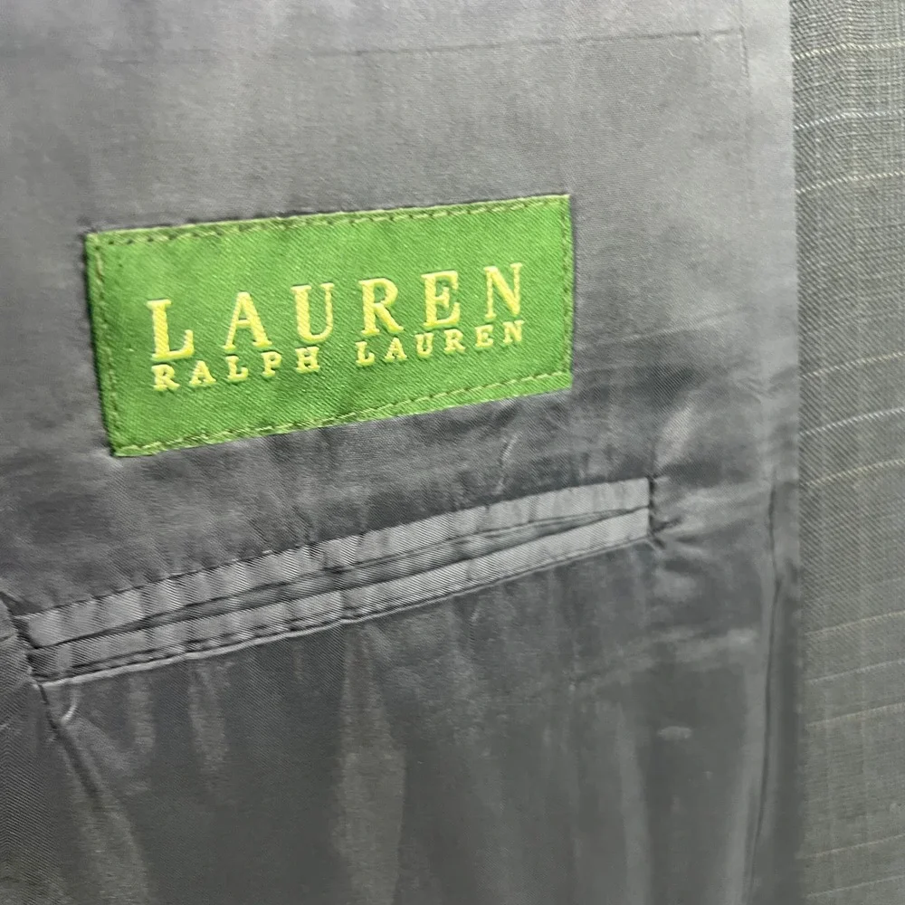 Lauren Ralph Lauren Windowpane Plaid Jacket Blazer‎ Navy Blue Wool Cashmere 48R